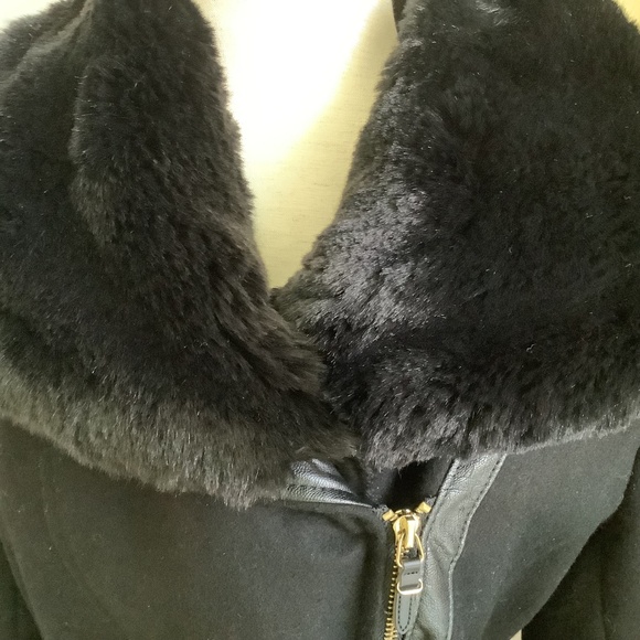 Via Spiga Kate Belted Faux Fur Trimmed Wool Blend Coat Size 10 NWOT - Picture 7 of 15